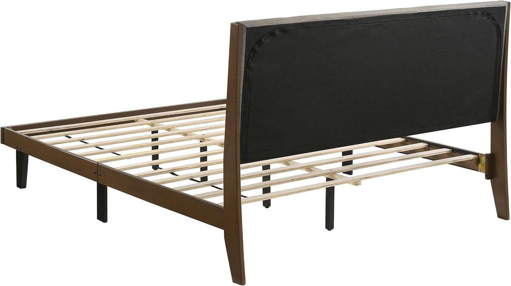 Coaster Home Furnishings Mays Contemporary 5-Piece Bedroom Set Fabric Upholstered Queen Size Panel Bed Frame 43-inch Headboard Walnut 215961Q-S5