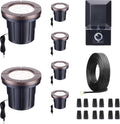 LED Well Light Kit, 6 Pack In Ground Landscape Lights and 100W Transformer and 100FT Cable and 30 Wire Connectors, 12V IP67 Waterproof Aluminum for Patio Pathway Lawn 6W 580LM