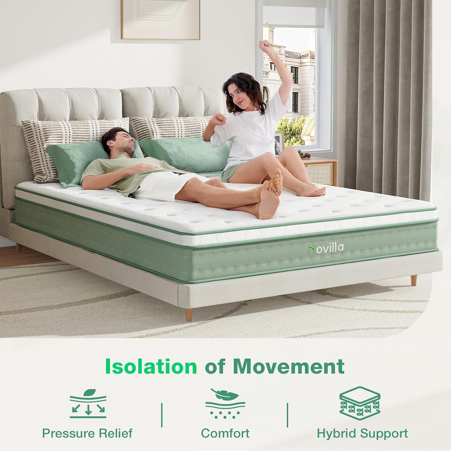 Novilla Twin Mattress, 10 Inch Hybrid Mattress in a Box, Gel Inflation Memory Foam with Pocket Coils Innerspring for a Cozy Night, Pillow Top Twin Size Mattresses, Medium Firm & Fit the Body's Curves