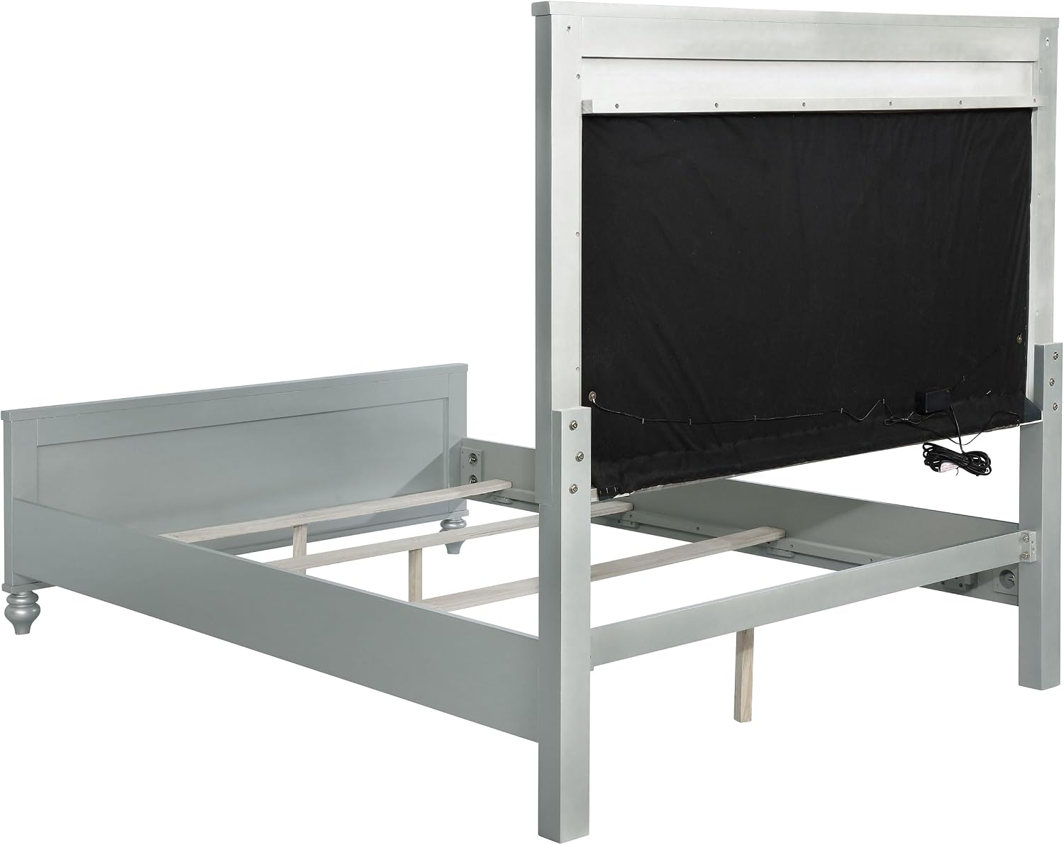 Coaster Home Furnishings Gunnison Modern Classic 4-Piece Bedroom Set Leatherette Upholstered Queen Size LED Panel Bed Frame 63-inch Headboard Silver Metallic 223211Q-S4