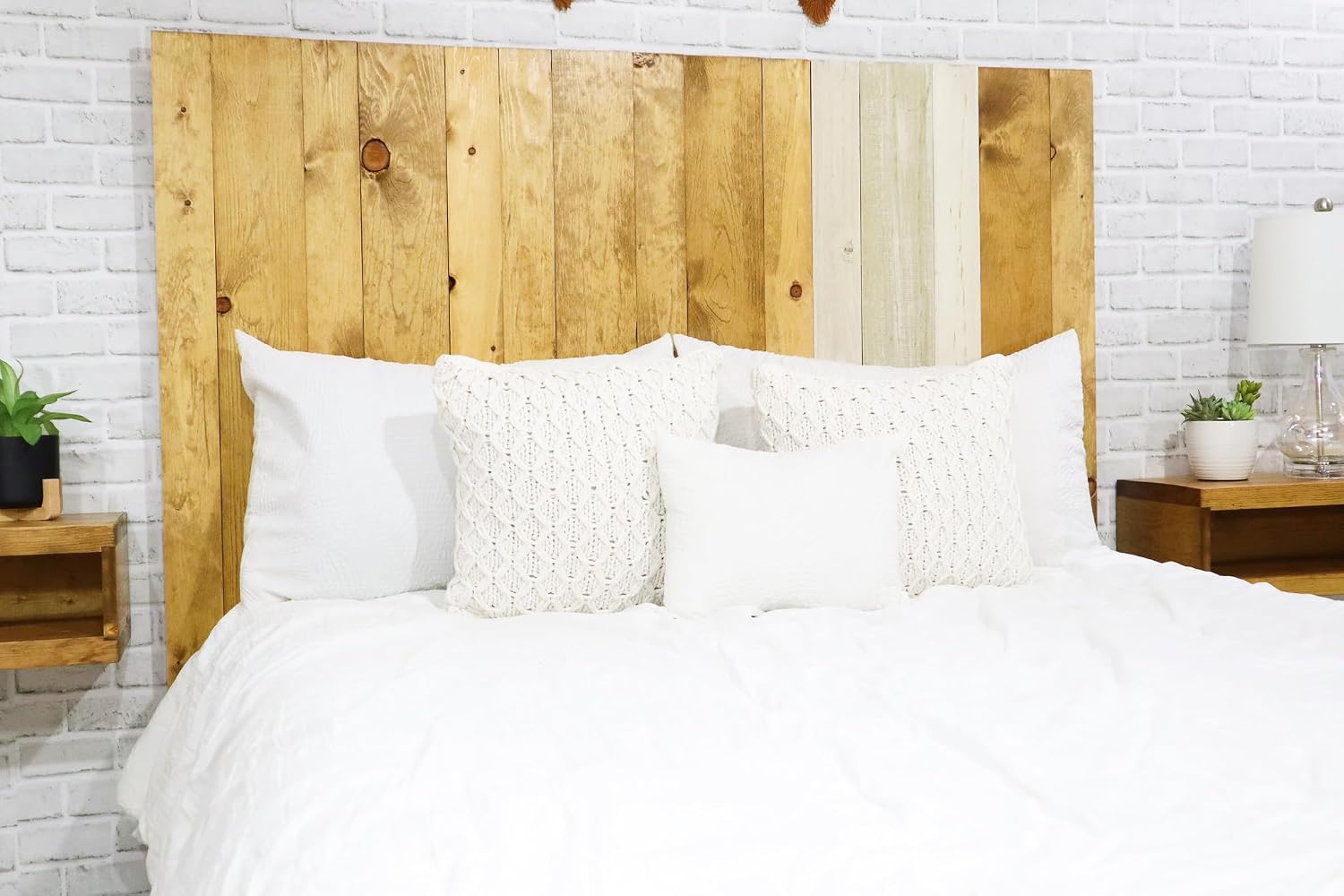 Barn Walls Boho Euro Mix Signature Design, Multicolored Solid Wood Headboard, Floating Panels, Wall Mount, Adjustable Height Easy Assembly, Queen Size