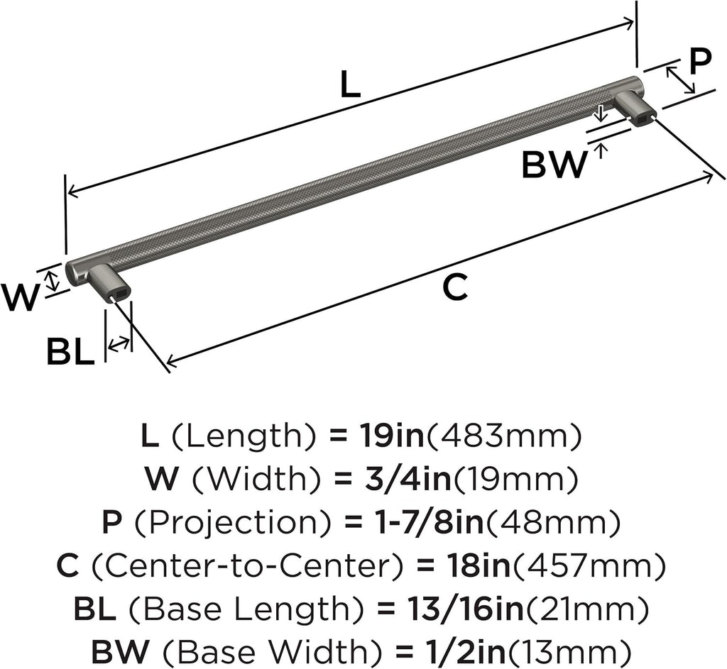 Amerock BP54071GM | Gunmetal Appliance Pull | 18 inch (457mm) Center-to-Center Cabinet Handle | Bronx | Furniture Hardware