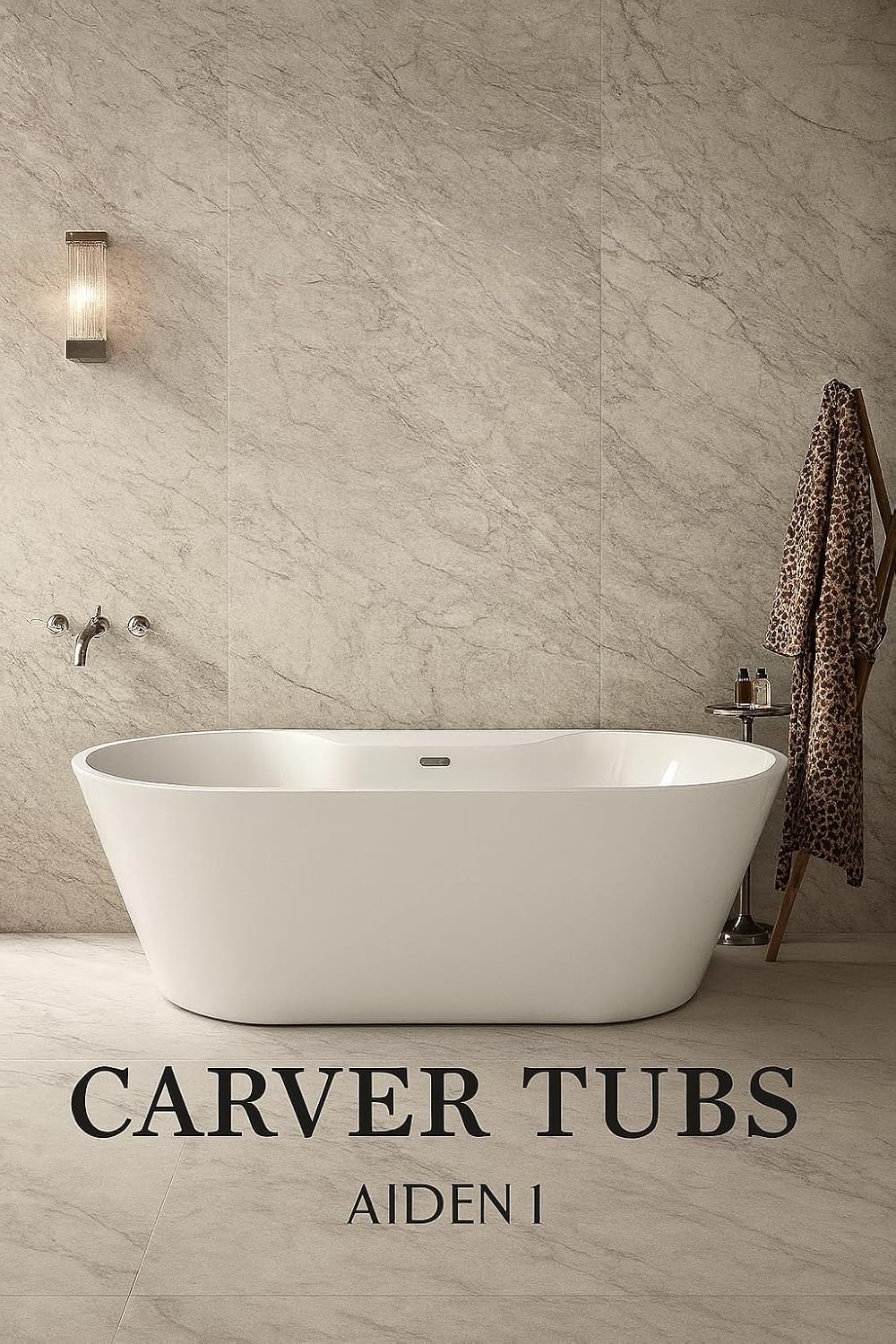 Carver Tubs - Aiden 65'- Modern Freestanding Soaking Bathtub - White Modern Acrylic Contemporary Oval Tub Chrome Drain & Overflow Chrome Drain Included - Deep Relaxing Soak - 65″L x 29'W x 22'H