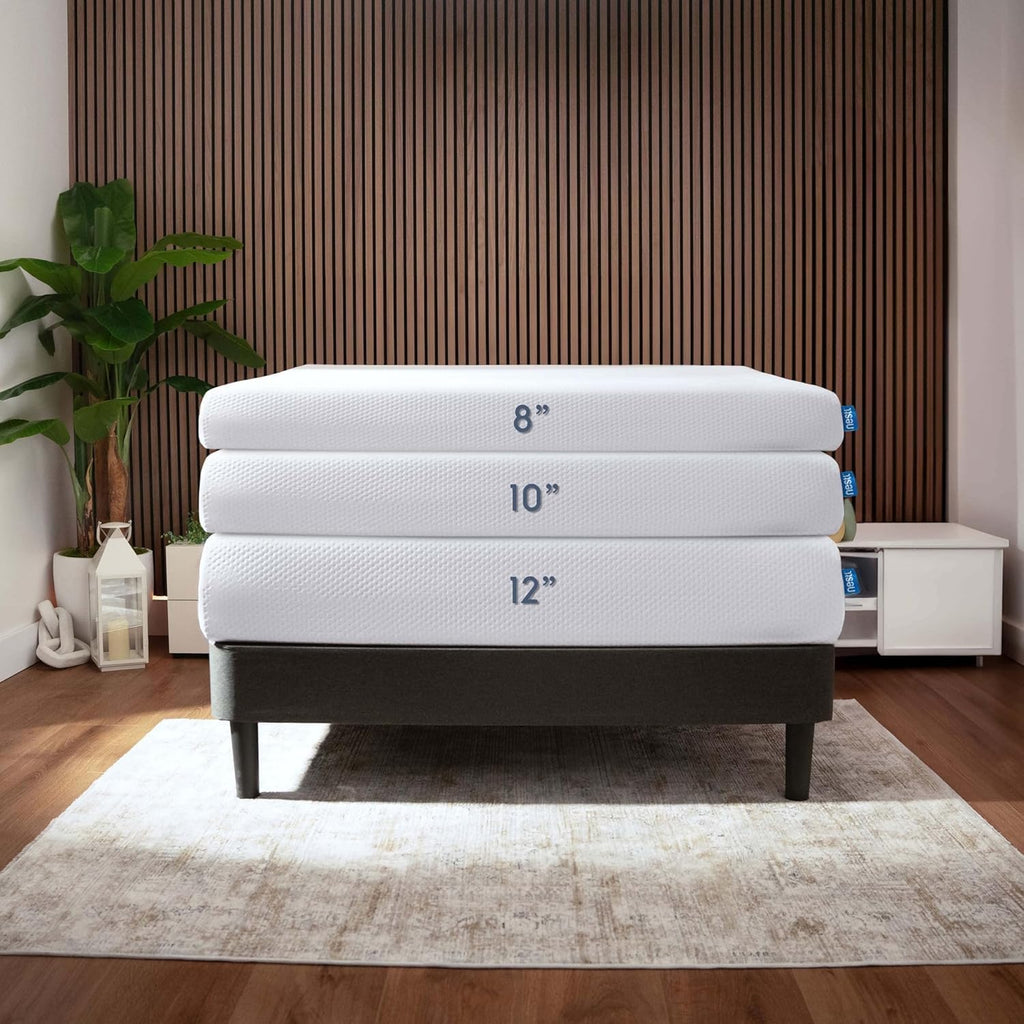 Nestl Queen Size Adjustable Massage Bed Frame with 12 Inch Green Tea Mattress and 4 Piece Bed Sheets Set - Adjustable Bed Base with Wireless Remote, USB and Head & Foot Massage - Fast & Easy Assembly