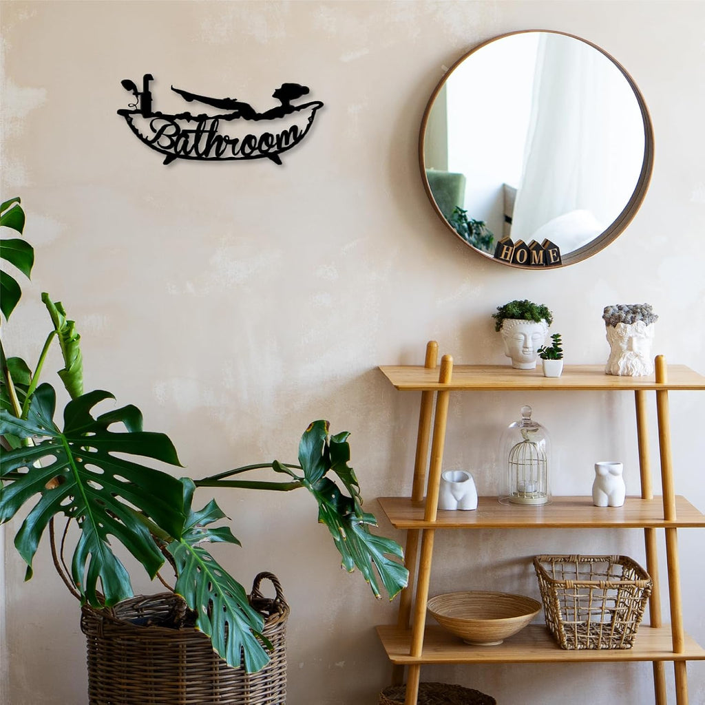 Metal Bathroom Sign, Bathroom Signs Decor 45' x 18.81', Modern Farmhouse Wall Art Decor, Ideal Housewarming Gift