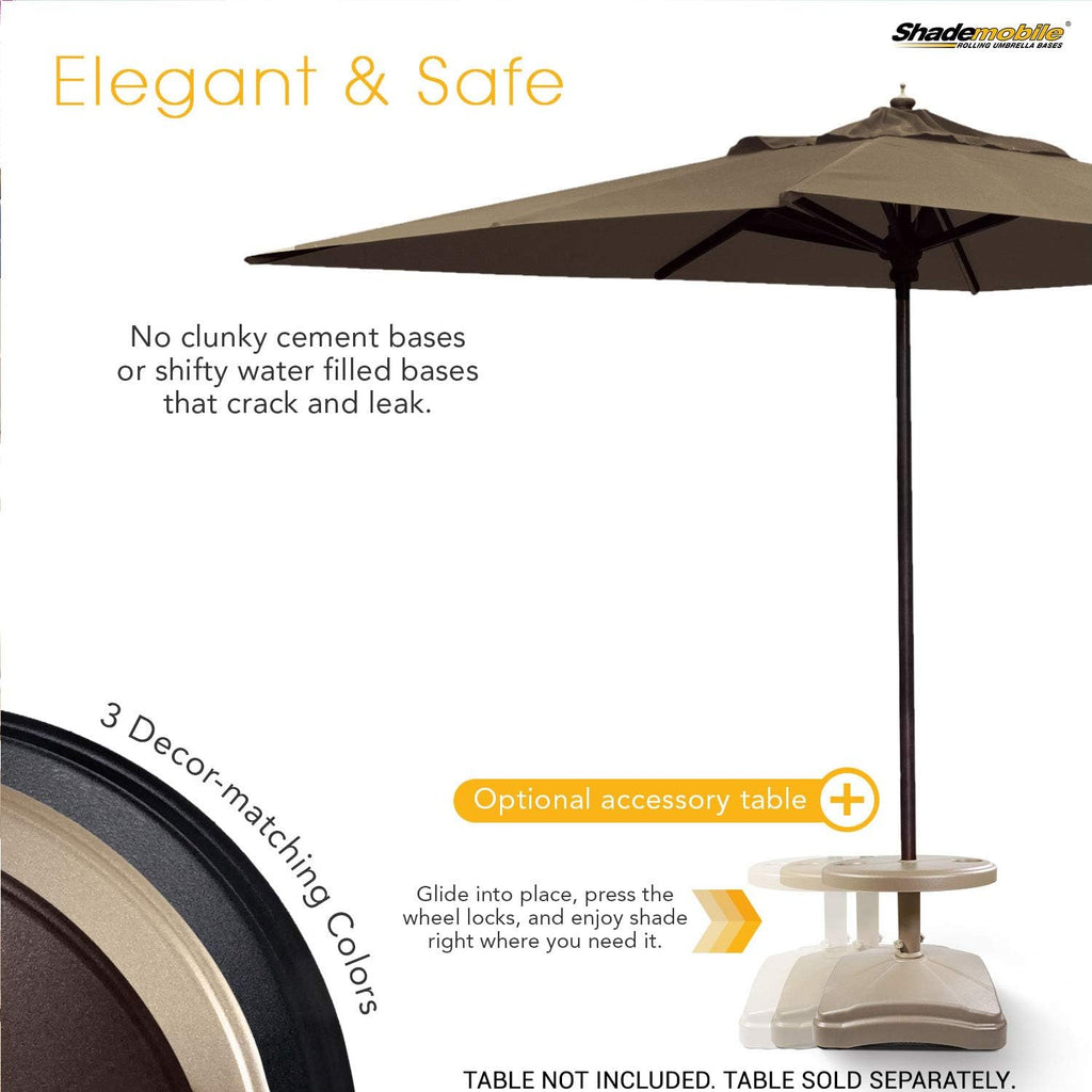 Outdoor Umbrella Stand w/Easy Rolling Base (up to 125lb) Heavy Duty Universal Design for Weighted Commercial Patio & Deck Big Mobile Sun Shade w/Hidden Wheels | Sand