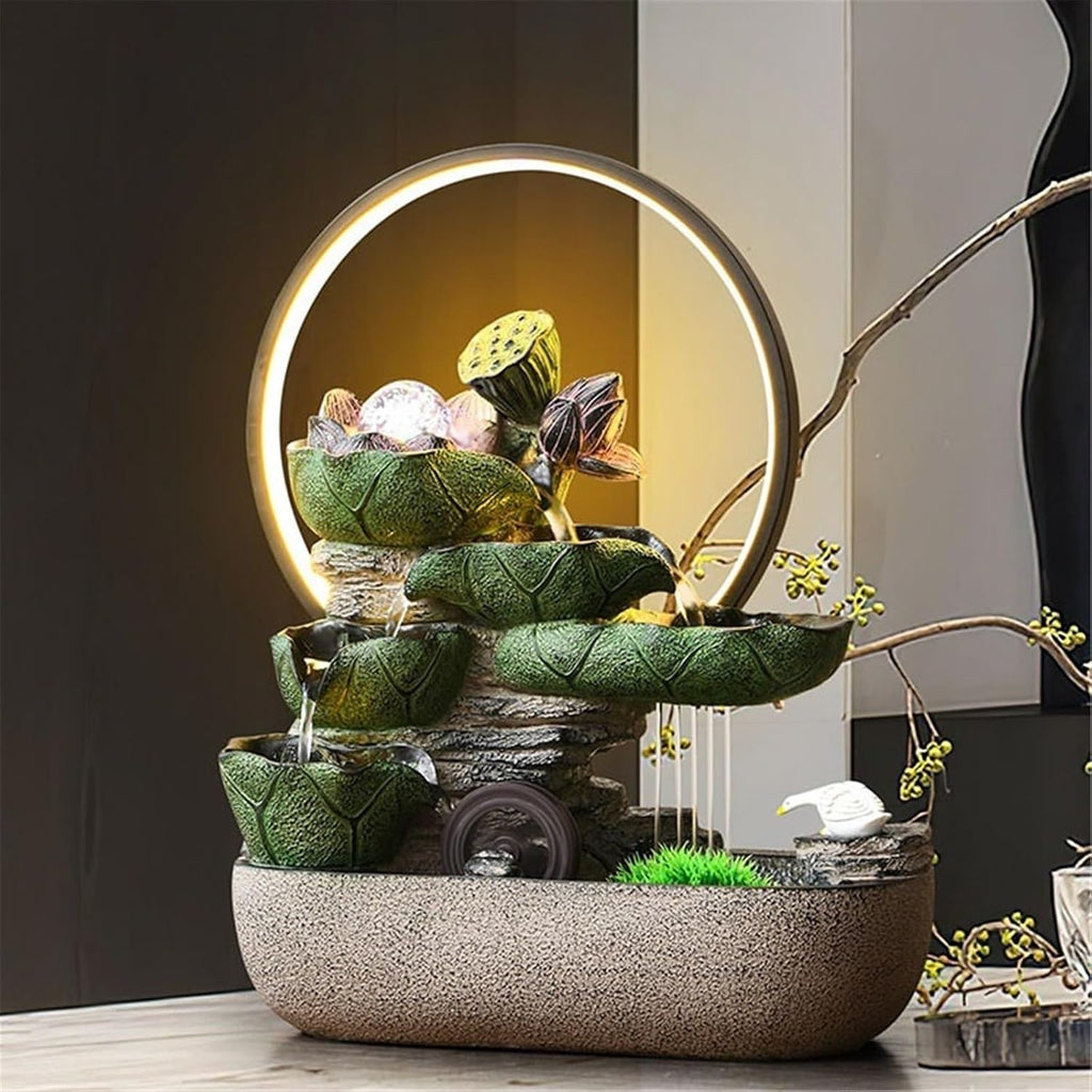 Tabletop Fountain Indoor Fountain, Chinese-Style Flowing Water Ornaments, Feature for Home Office Decor