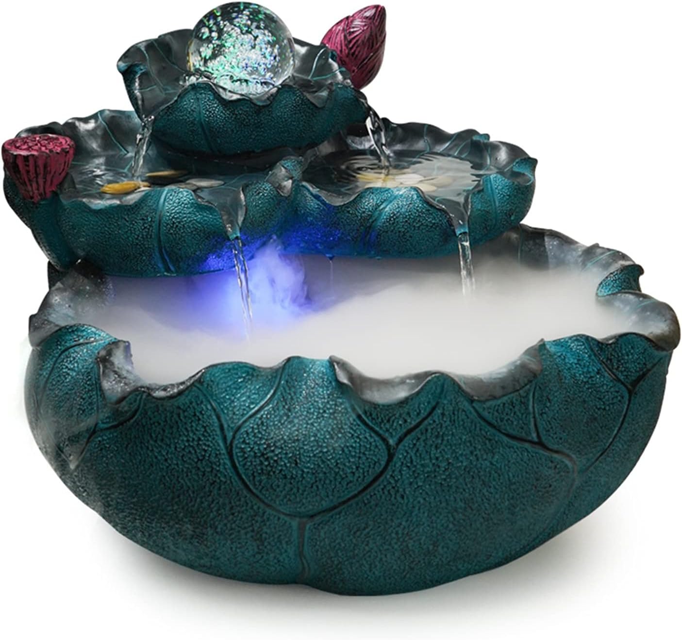 Tabletop Fountains Tabletop Fountain Feng Shui Lucky Decoration Desktop Fountain with Pump Fish Tank Waterfall Office Desktop Humidifier Zen Meditation Indoor Waterfall
