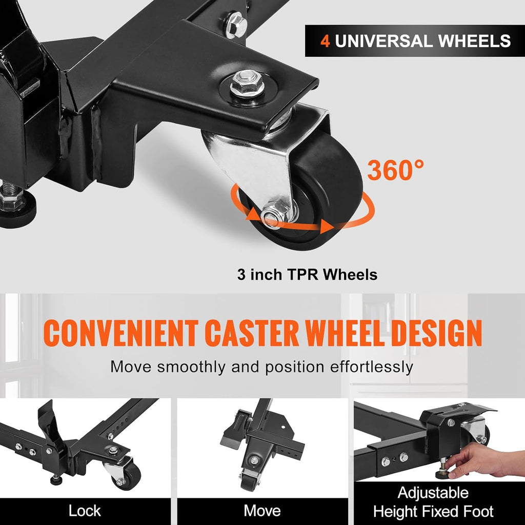 VEVOR Mobile Base, 1500 lbs Capacity, Adjustable from 20' x 24.5' to 28' x 33.5', Heavy Duty Universal Mobile Base Stand with 4 Swivel Wheels, for Woodworking Equipment, Bandsaw, Power Tool, Machine