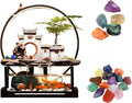 Desktop Ceramic Water Fountain Fish Tank - Adjustable Water Flow with LED Lights | Indoor Decoration Fortune Gifts+15 PCS Free Crystals (Style 3)