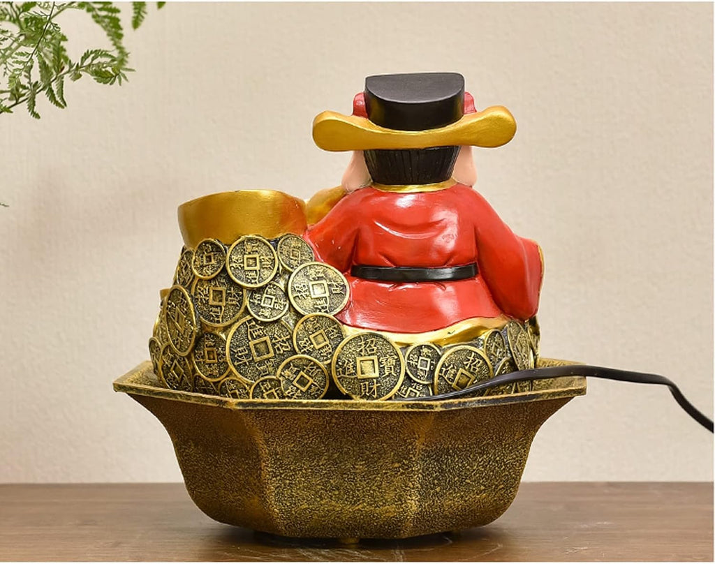 Desktop Fountain Resin Tabletop Fountain Wealth and Good Luck Feng Shui Interior Mini Water Feature for Bedroom, Office, Living Room, Dining Décor