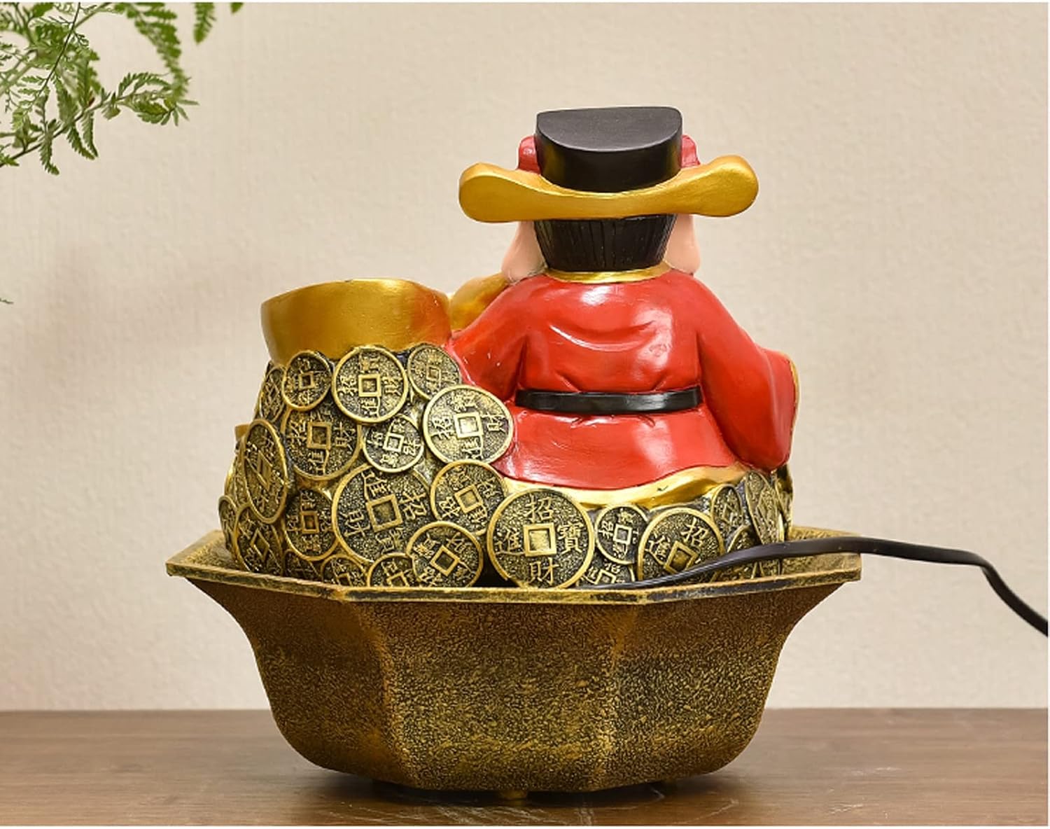 Desktop Fountain Resin Tabletop Fountain Wealth and Good Luck Feng Shui Interior Mini Water Feature for Bedroom, Office, Living Room, Dining Décor