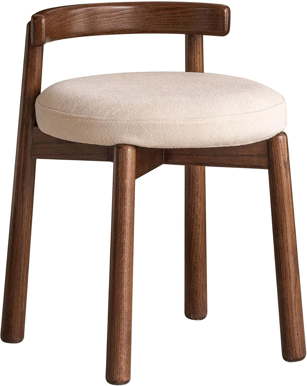 YESWOOD Oak Wood Swivel Vanity Stool, 360 Swivel Chair for Makeup Room, Fully Assembled Makeup Chair, Vanity Bench for Bathroom & Living Room, Walnut Color