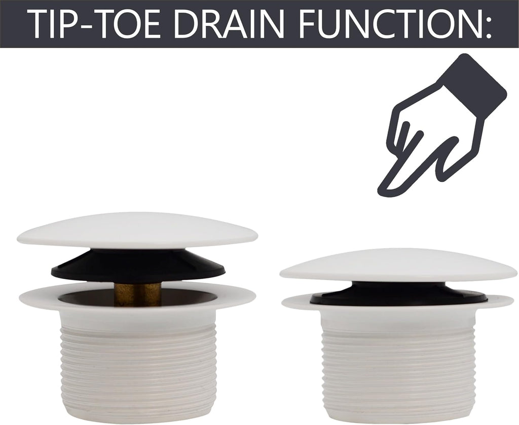 Westbrass D398R-50-50 1-1/2' NPSM Coarse Thread Mushroom Tip-Toe Bathtub Drain Stopper, Powder Coat White (50-Pack)