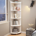 Curved Corner Storage Shelf, 4/5 Tier Wood Corner Bookshelf, Tall Freestanding Bookcase, Small Corner Shelf Counter Organizer Rack, Corner Table for Countertop Bathroom ( Color : White , Size : 4 tier
