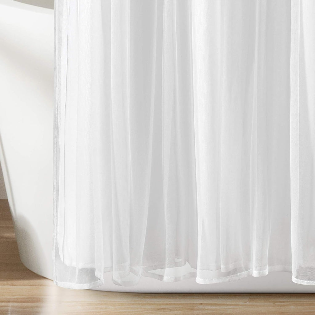 Lush Decor Tulle Skirt Colorblock Shower Curtain Single 72' W x 72' L Blush & White - Fabric Shower Curtains for Bathroom - Cute Bathroom Curtain (Pack of 6)