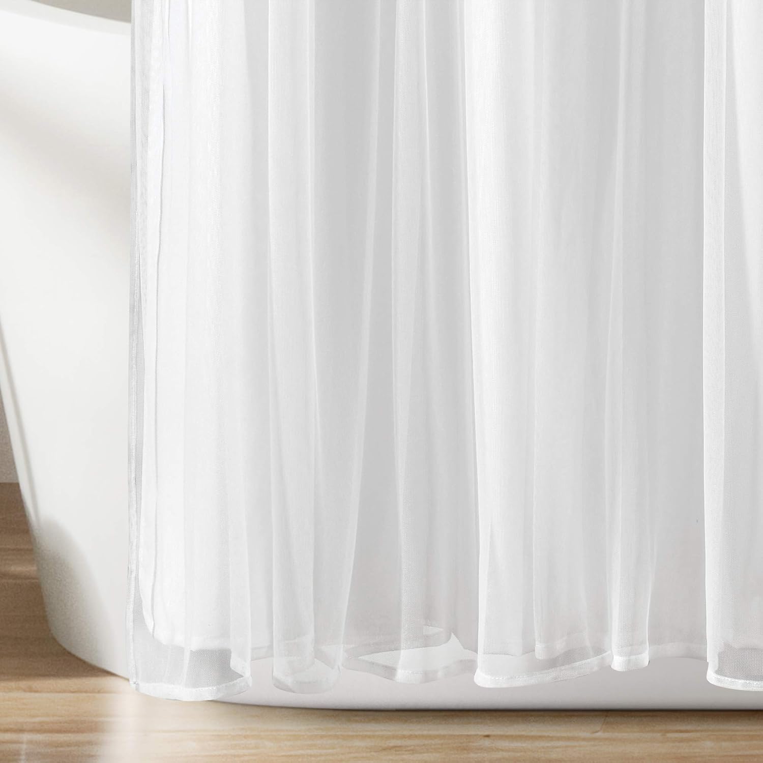Lush Decor Tulle Skirt Colorblock Shower Curtain Single 72' W x 72' L Blush & White - Fabric Shower Curtains for Bathroom - Cute Bathroom Curtain (Pack of 6)