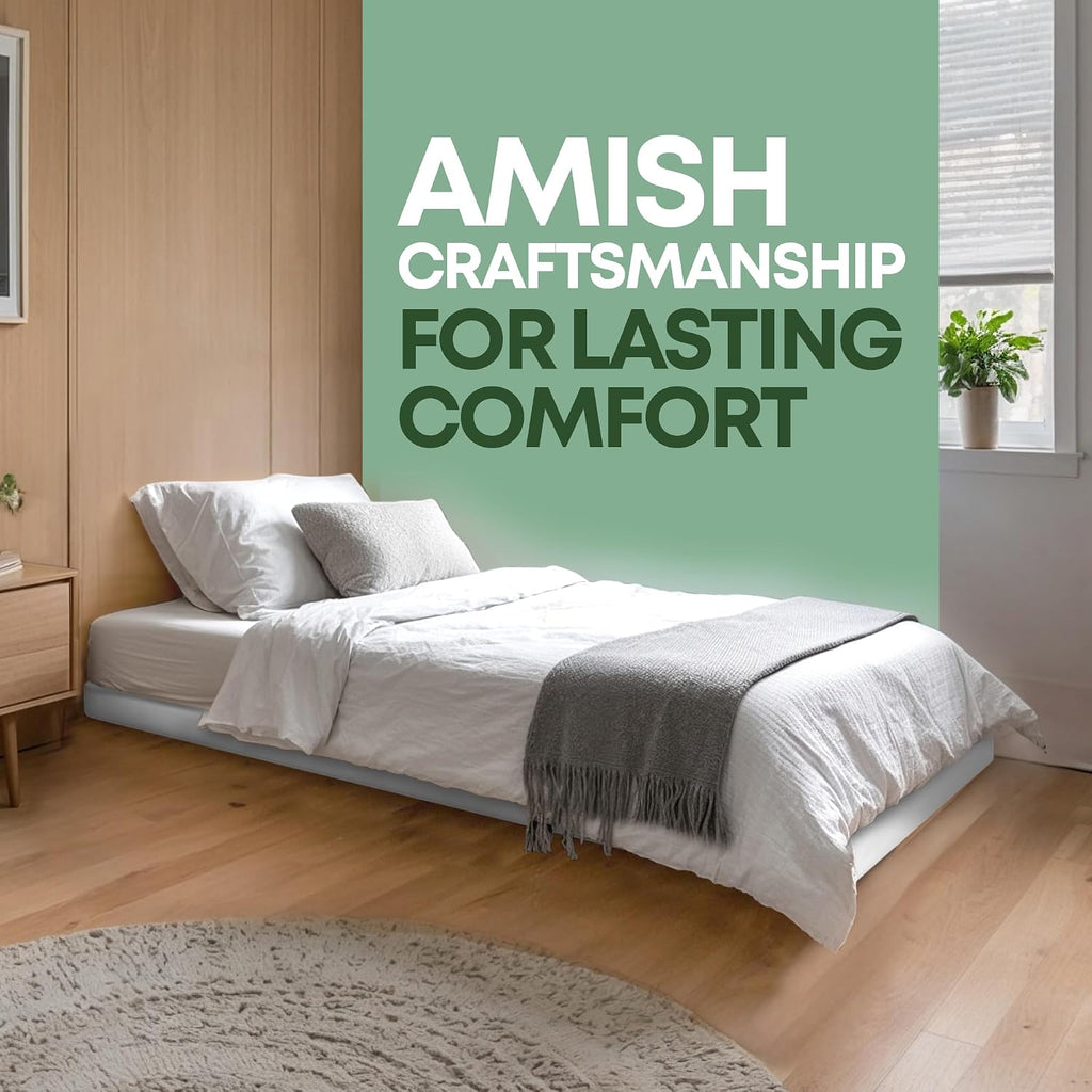 Greaton, 2.5' Twin XL Box Spring for Twin XL Size Bed – Amish-Made in the USA – Solid Wood Mattress Foundation with Stable & Quiet Support – Flat-Packed & Easy Assembly – White