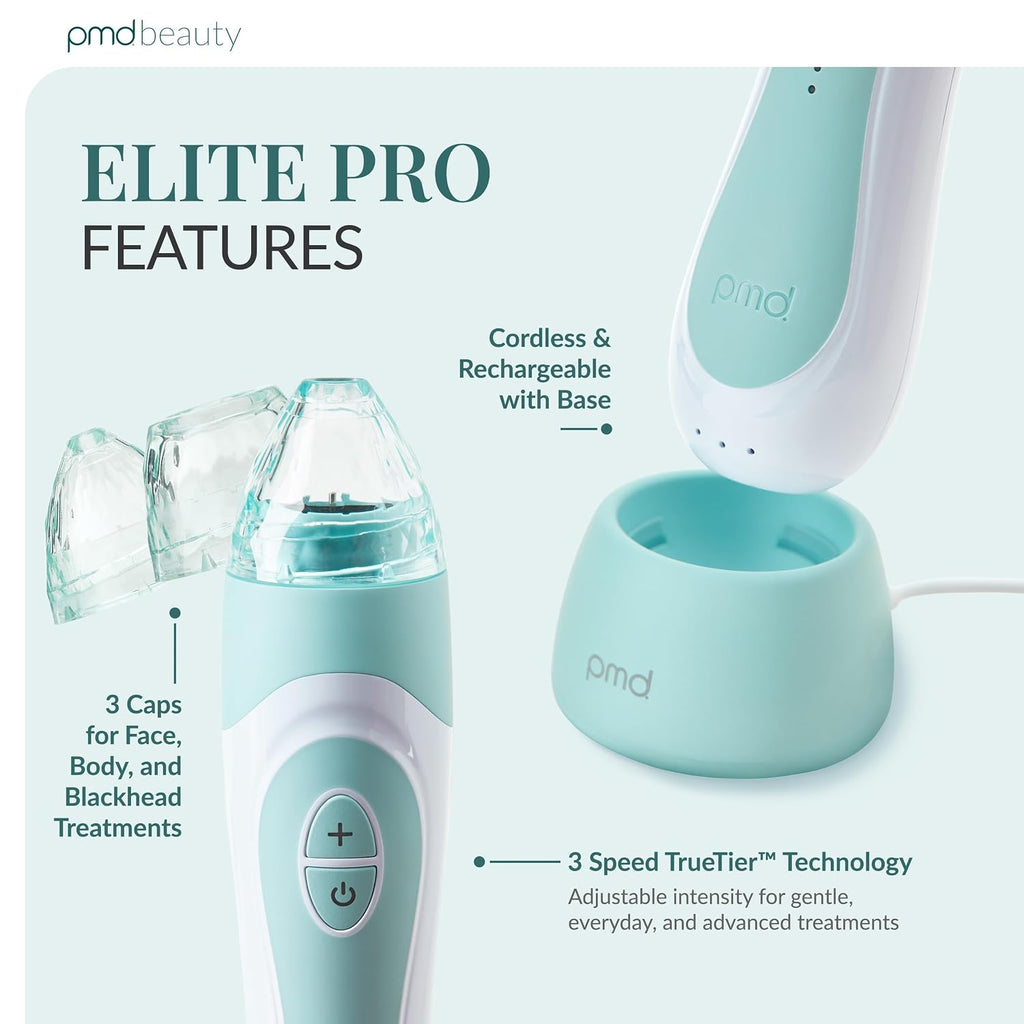 PMD Beauty Personal Microderm Elite Pro - At-Home Use, Facial Exfoliator Tool, Microdermabrasion Machine Kit for Face and Body Skincare