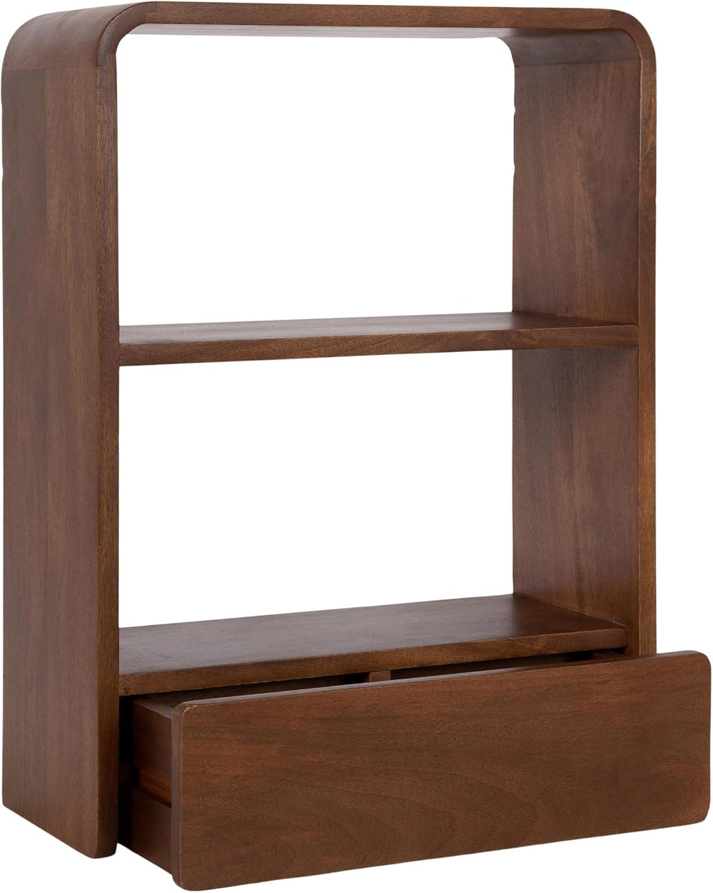 Kate and Laurel Kato Modern Wall Shelf with Drawer; 18 x 24; Walnut Brown; Decorative Over The Toilet Shelf for Use as Bathroom Storage or Living Room Display Shelf