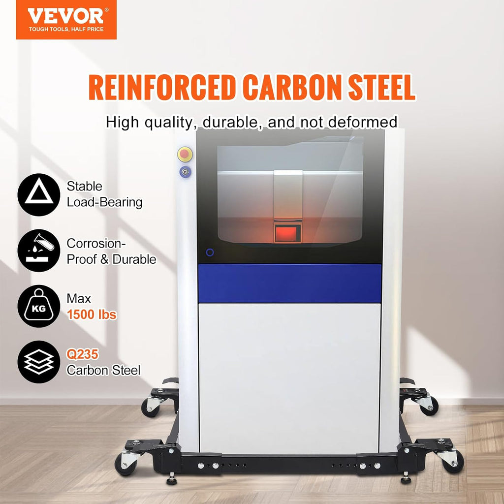 VEVOR Mobile Base, 1500 lbs Capacity, Adjustable from 20' x 24.5' to 28' x 33.5', Heavy Duty Universal Mobile Base Stand with 4 Swivel Wheels, for Woodworking Equipment, Bandsaw, Power Tool, Machine