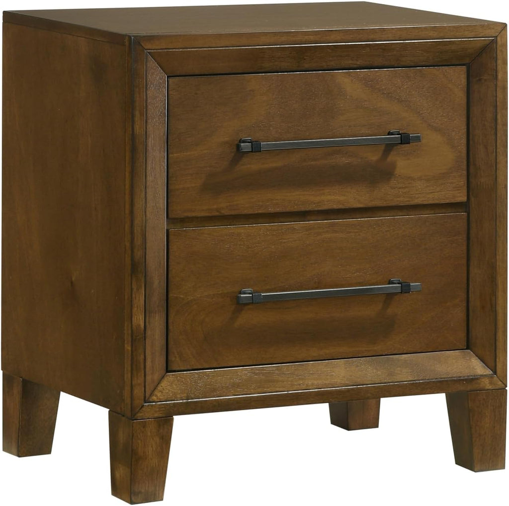 New Classic Furniture Ballard 5-Piece Wood Cal King Bedroom Set with 2-Nightstands, Walnut Brown