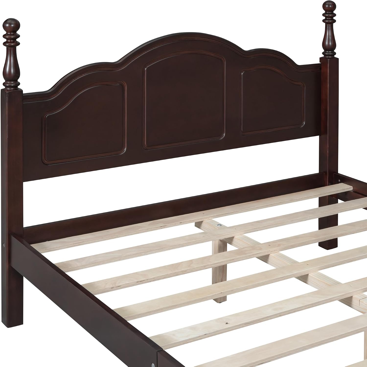 Harper & Bright Designs Platform Bed Frame Full Size with Headboard and Footboard, Mid Century Modern Wood Bed Frame with Underbed Storage for Kids Teens Adults, Classic Vintage Design, Dark Walnut