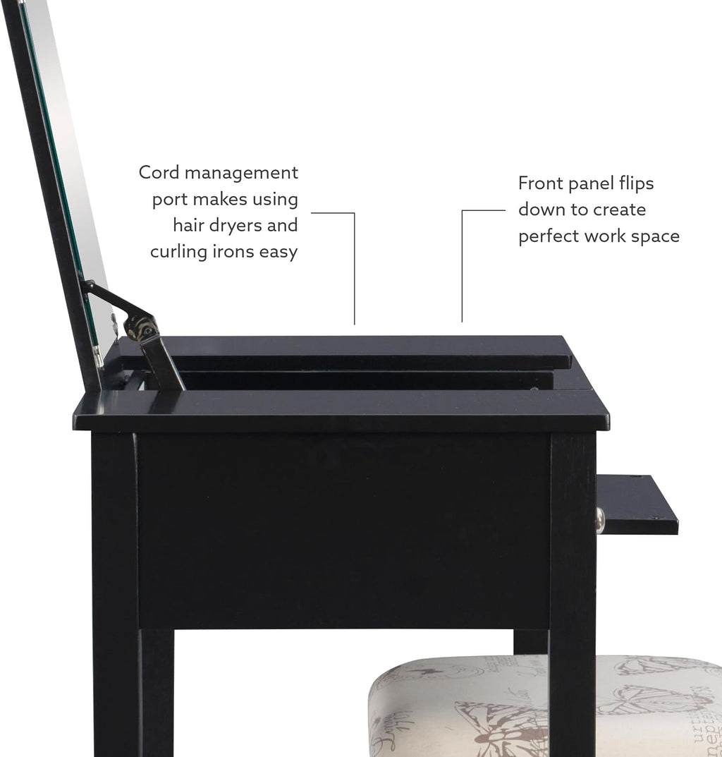 Linon Vanity Set, Black