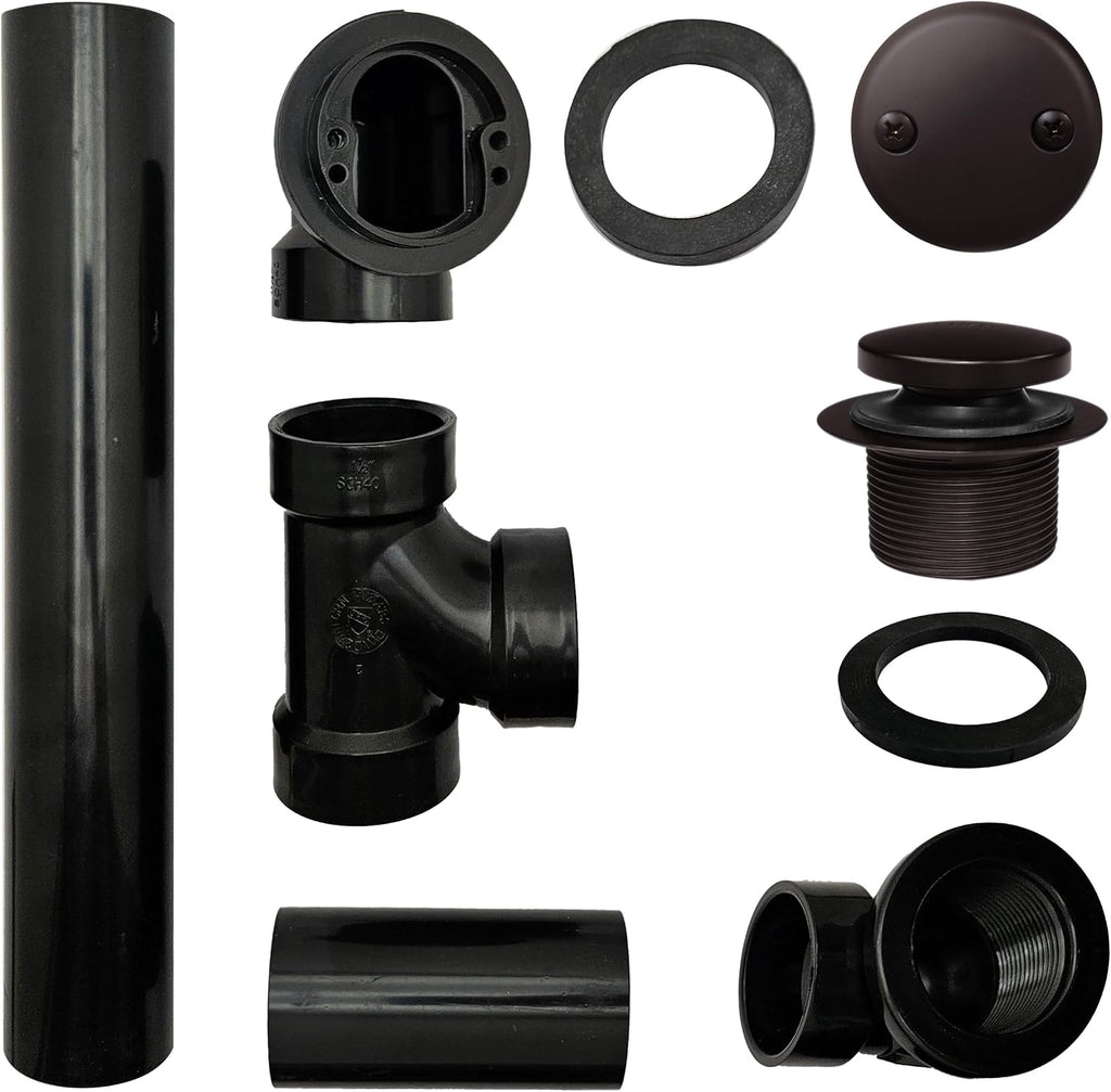 Westbrass D4931-4-12 1-1/2' x 12' Bath Waste & Overflow Assembly with Tip-Toe Drain Plug and 2-Hole Faceplate - Sch. 40 ABS Pipe, Oil Rubbed Bronze (4-Pack)