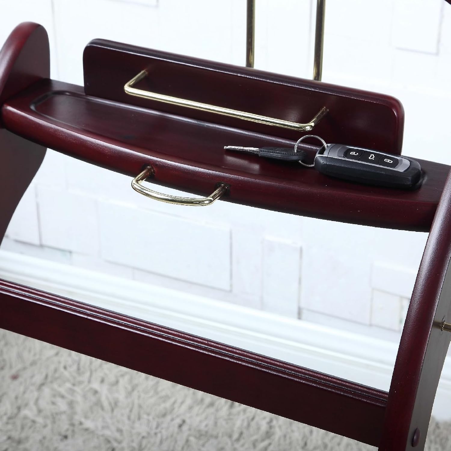 Proman Products - Windsor Executive Wardrobe Valet, Mens Valet Stand, Accessory & Clothes Organizer (Mahogany)