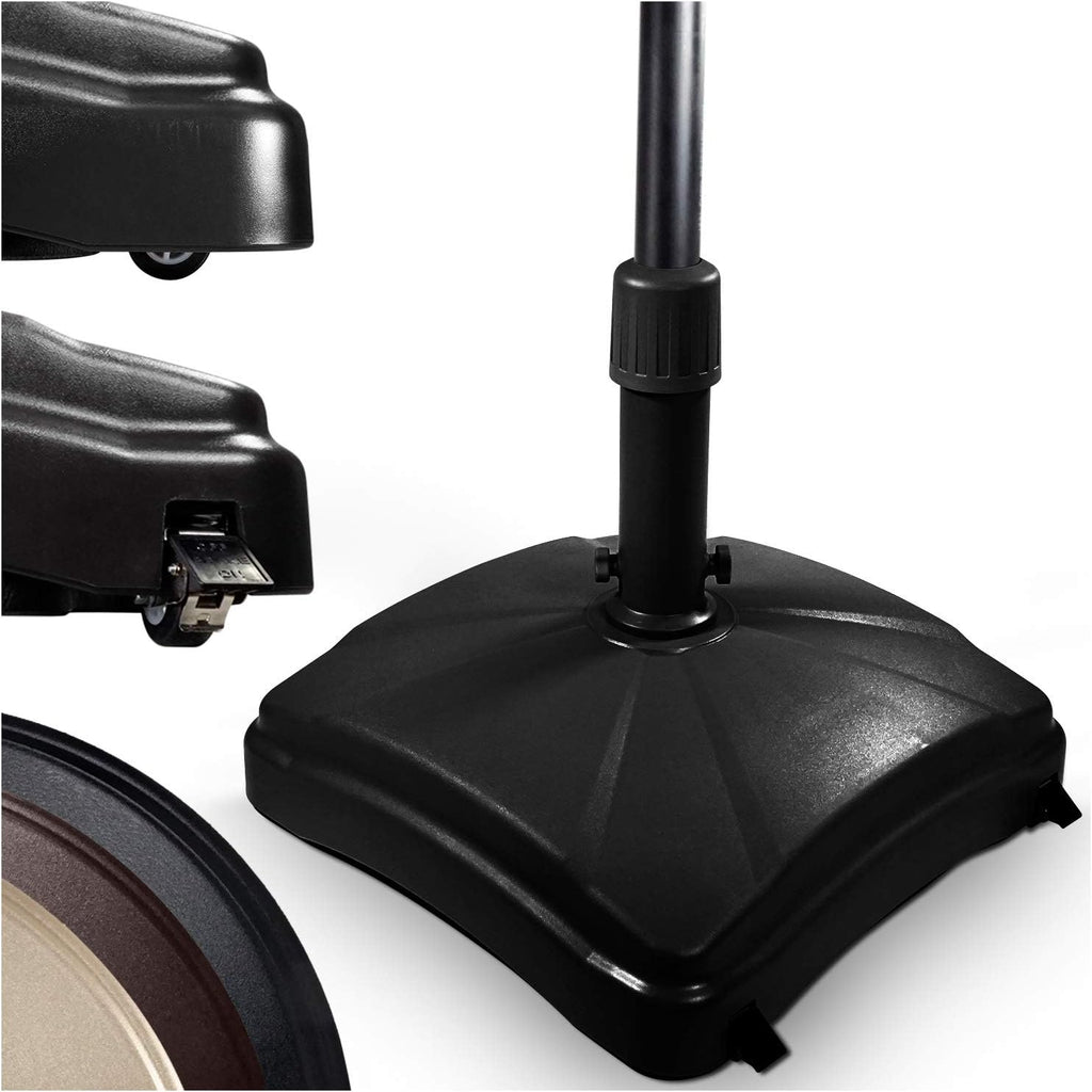 Outdoor Umbrella Stand w/ Easy Rolling Base (up to 125lb) Heavy Duty Universal Design for Weighted Commercial Patio & Deck Big Mobile Sun Shade w/ Hidden Wheels | Black