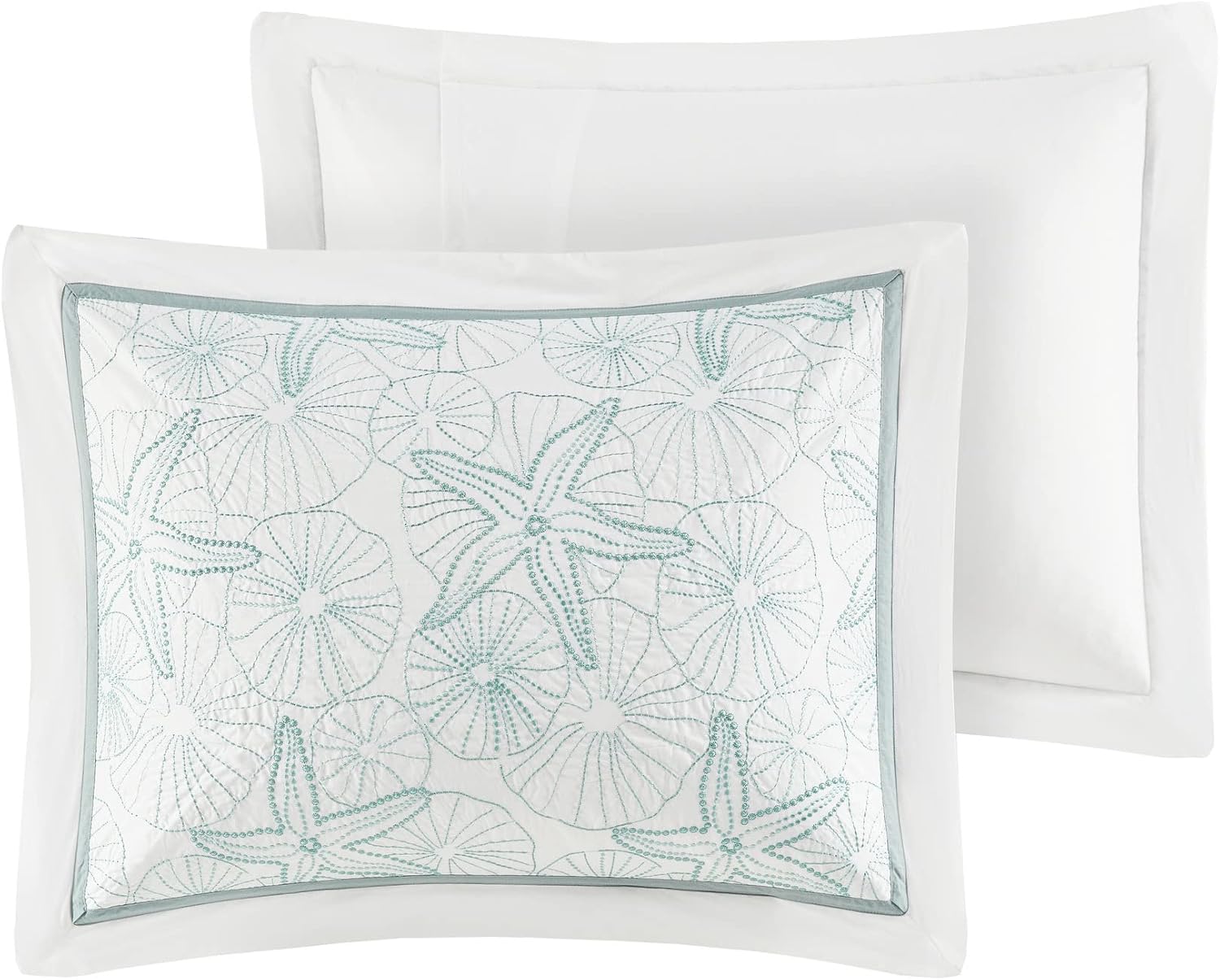 Harbor House 100% Cotton Duvet Cover, Embroidered Coastal Seashells, Starfish Duvet Cover Set – Light Weight Bed Comforter Covers, Maya Bay White Blue King/Cal King (106'x90') 3 Piece