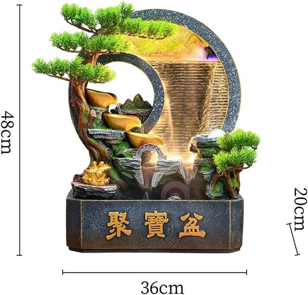Tabletop Water Fountain Chinese Rockery Curtain Wall Water Ornaments Tabletop Fountain for Home Office Decoration Office Relaxation Meditation Fountain