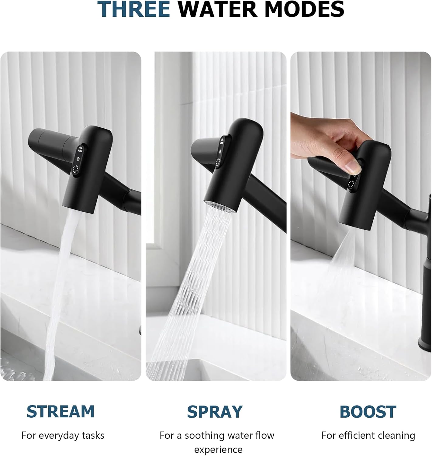Lefton Rotatable Bathroom Faucet BF2204 with Pop-up Bathroom Sink Drain Stopper Without Overflow D01 (Contemporary, Matte Black)