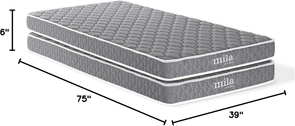 Modway Emma 6' Twin Mattress Foam Set of 2, White