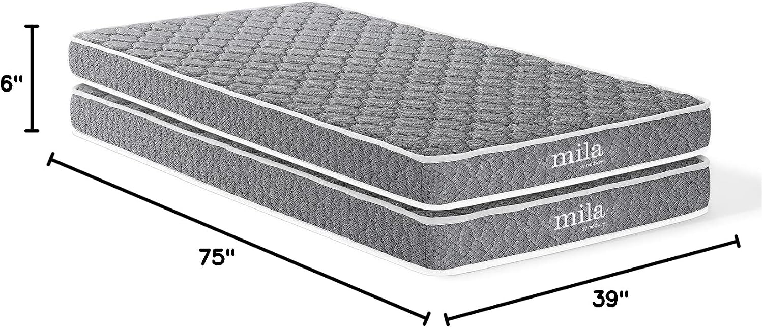 Modway Emma 6' Twin Mattress Foam Set of 2, White