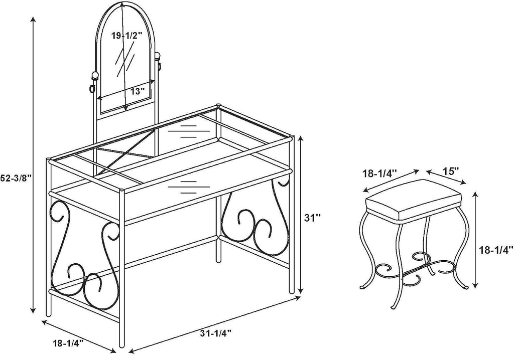 Linon Clarisse Metal Vanity Set (58950MTL-01-KD-U)
