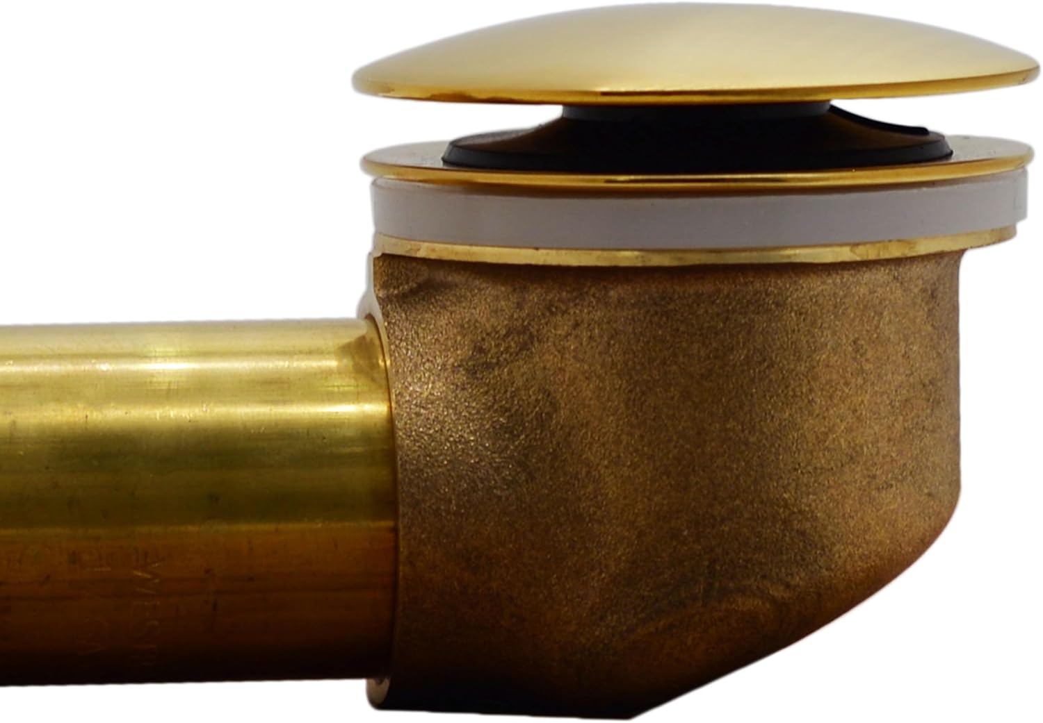 Westbrass A326HBJ-18 25' Brass Bath Waste & Overflow Assembly with European Tip-Toe Drain Plug and Illusionary Faceplate, Brushed Bronze