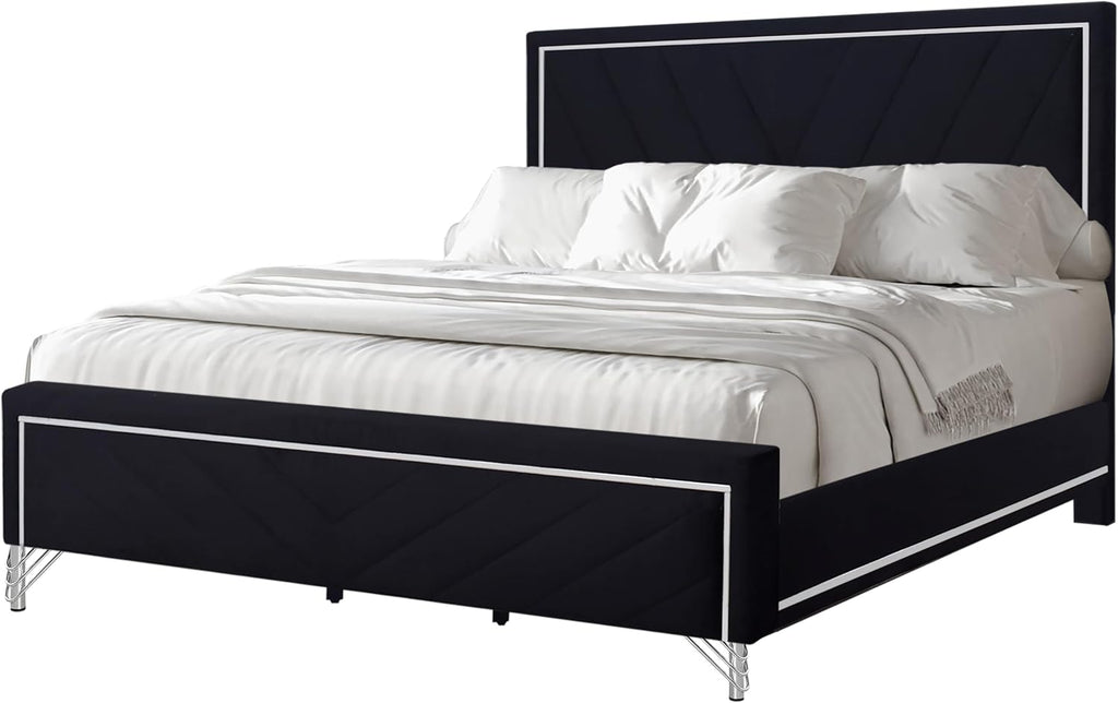 New Classic Furniture Ava 5-Piece Wood King Bedroom Set with 2 Nightstands, Ebony Black