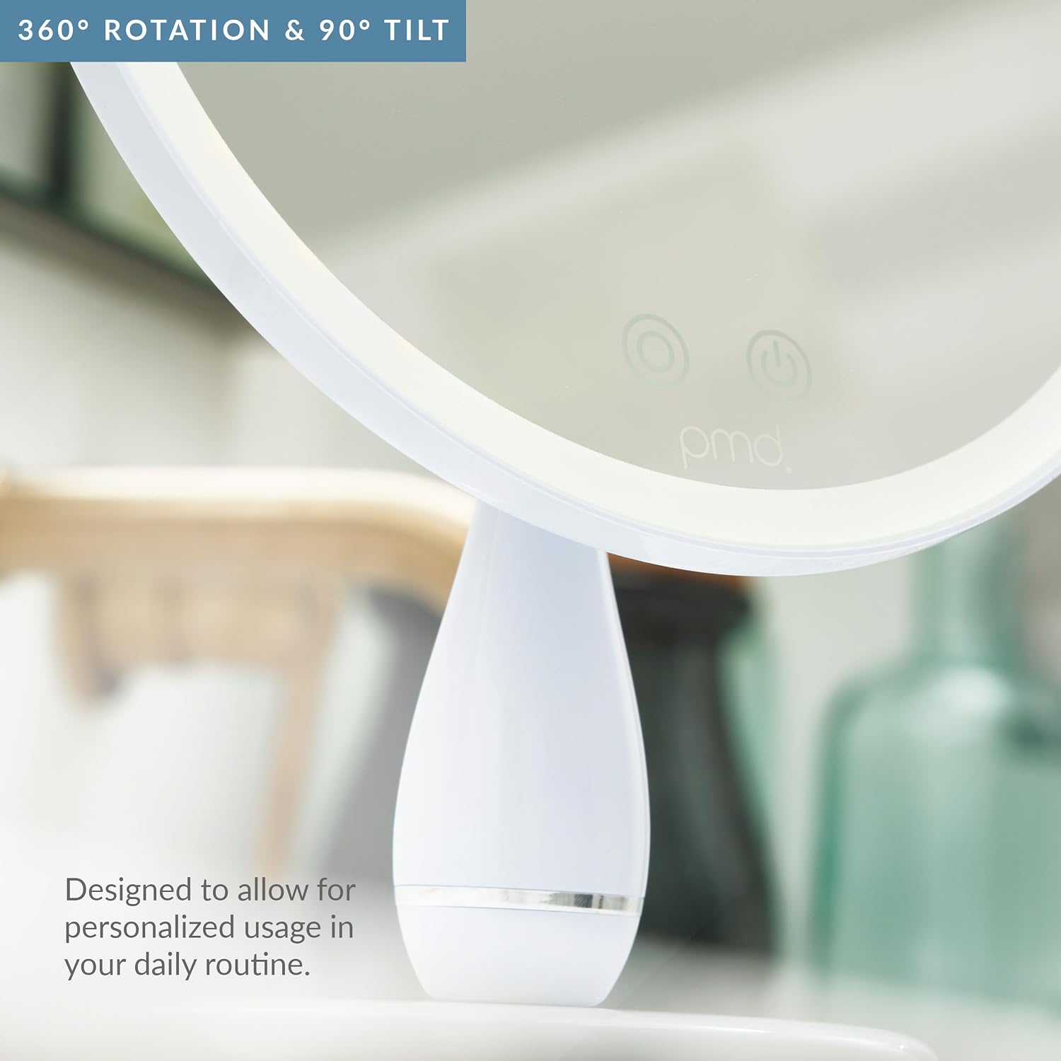 PMD Reflect Pro - Premium Beauty LED Mirror with TriLume Technology & Handheld Capabilities - Three Light Modes - 360° Rotation, 90° Tilt, & 5x Magnification - Travel Ready