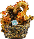 Lucky Dragon Statue Desktop Fountain Chinese Waterscape Decoration Indoor Waterfall Meditation Tabletop Water Fountain for Office Relaxing