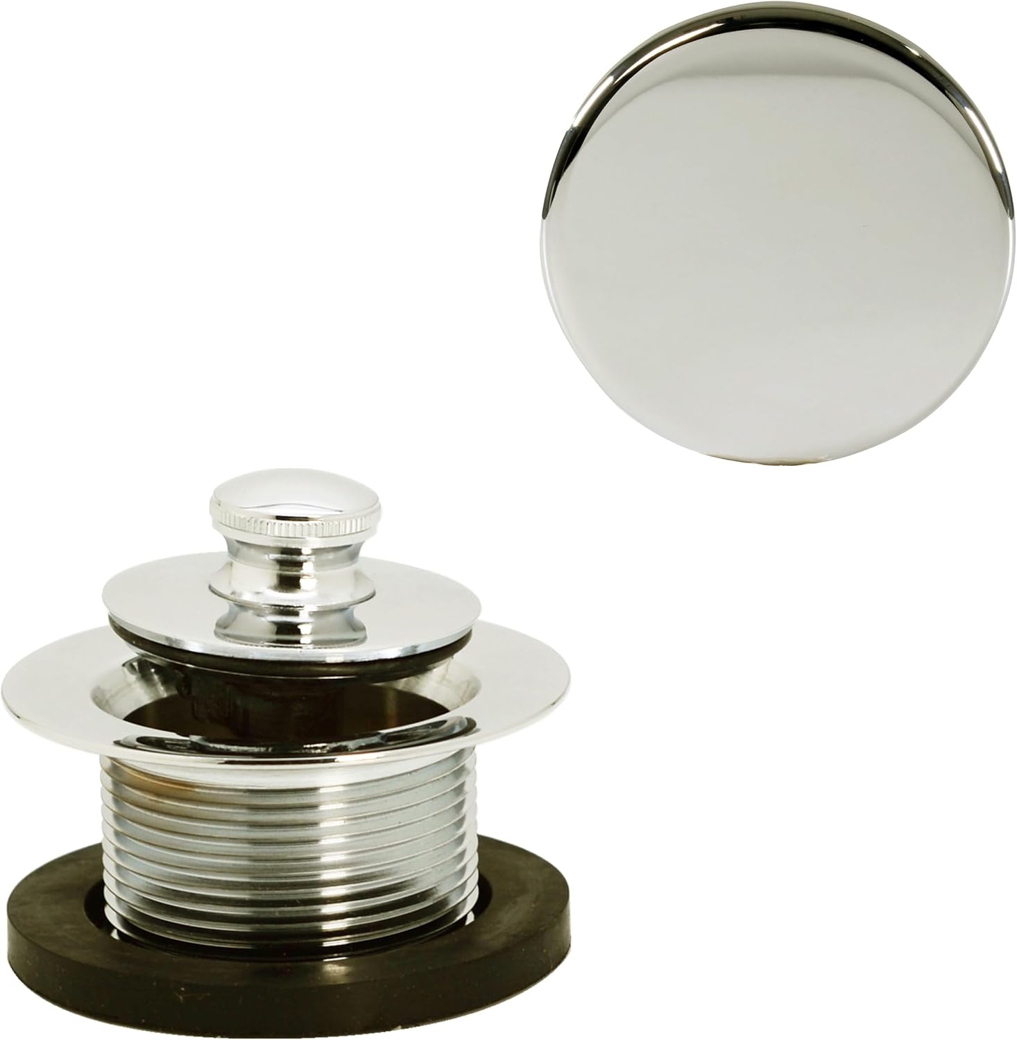 Westbrass A321H-05 14' Brass Bath Waste & Overflow Assembly with Twist & Close Drain Plug and Illusionary Faceplate, Polished Nickel
