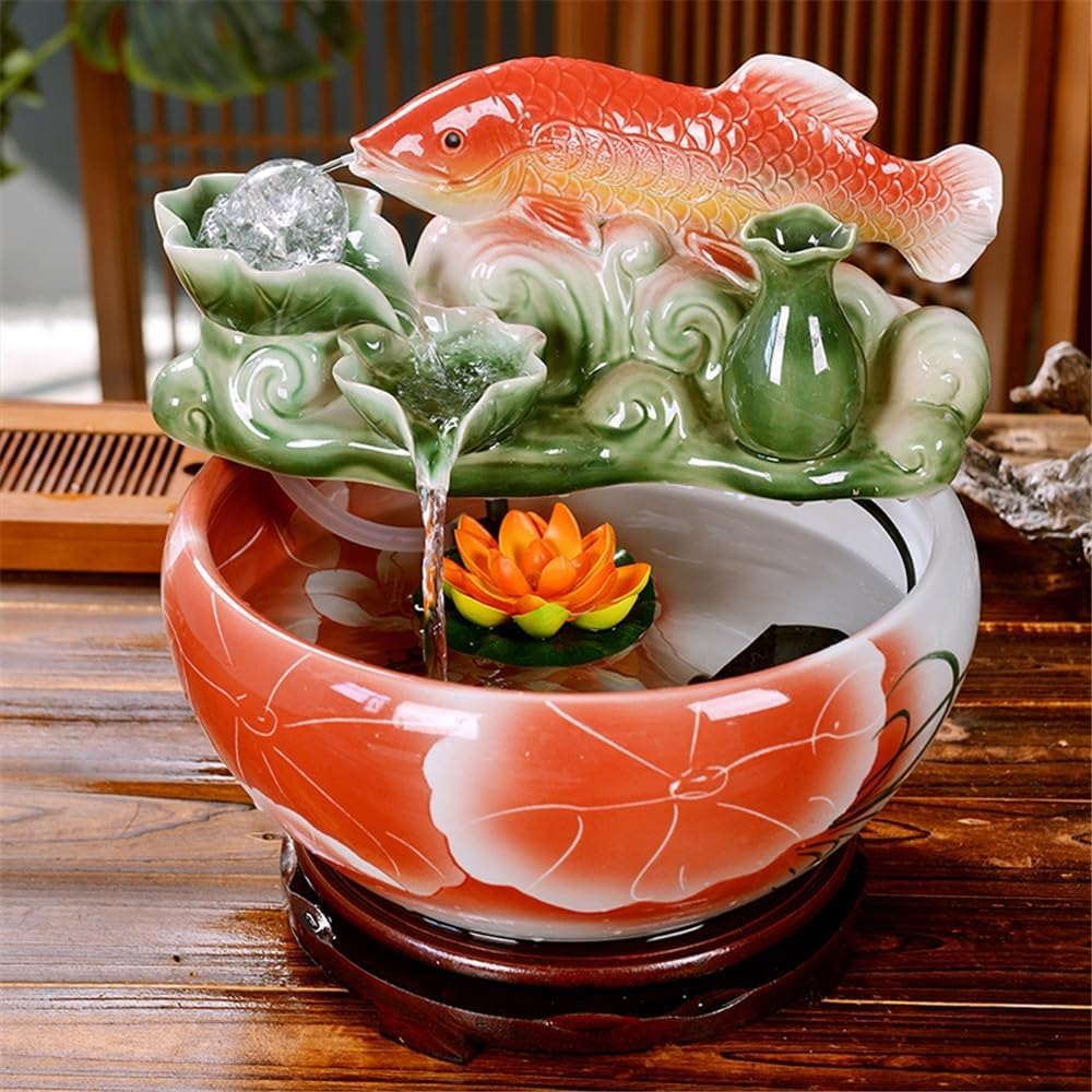 Tabletop Fountain Chinese-Style Desktop Fountains Circulating Water Feature for Meditation Relaxation(Large)