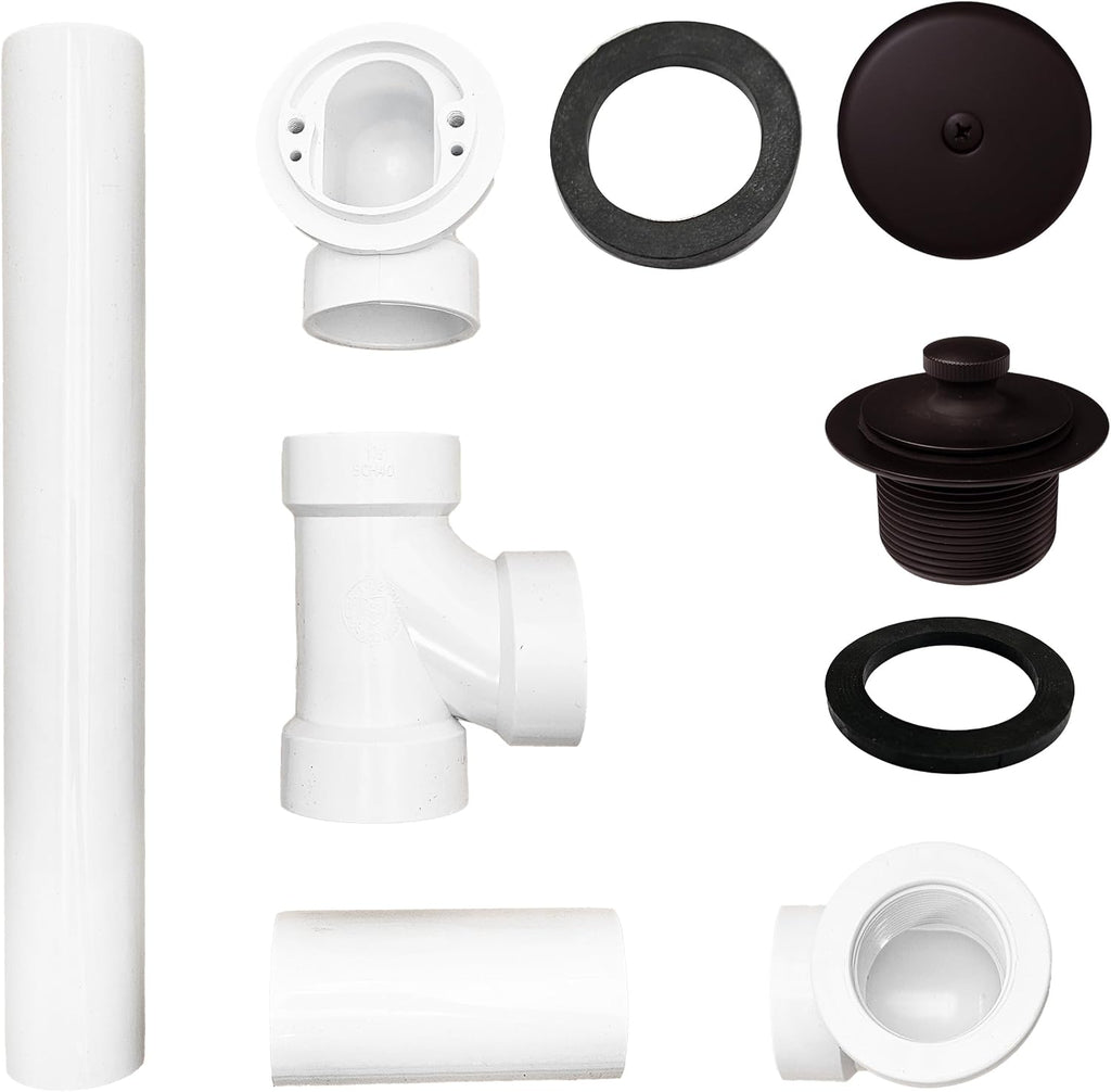 Westbrass D49721-12-12 1-1/2' Bath Waste & Overflow Assembly with Pull Drain Stopper and One-Hole Faceplate Top Elbow - Sch. 40 PVC, Oil Rubbed Bronze (12-Pack)