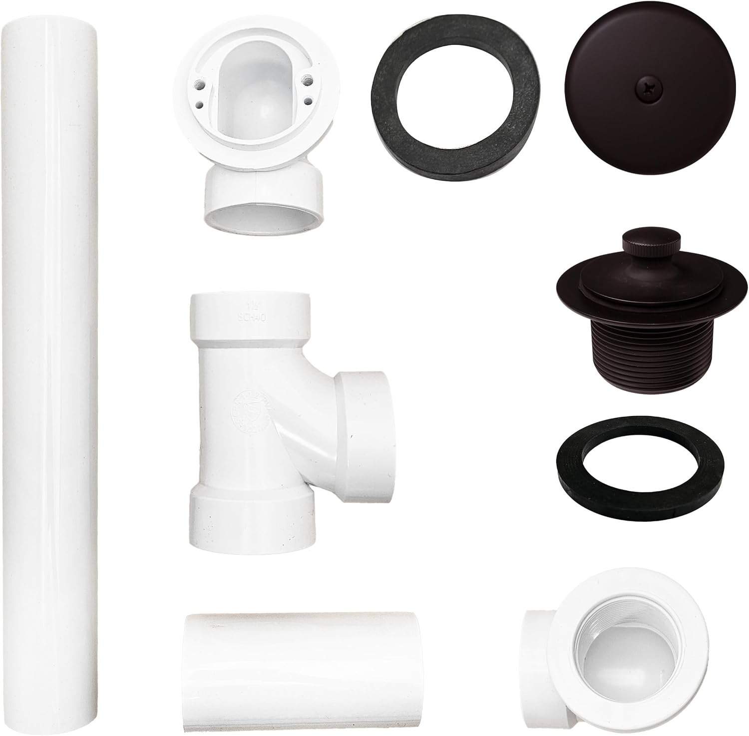 Westbrass D49721-12-12 1-1/2' Bath Waste & Overflow Assembly with Pull Drain Stopper and One-Hole Faceplate Top Elbow - Sch. 40 PVC, Oil Rubbed Bronze (12-Pack)