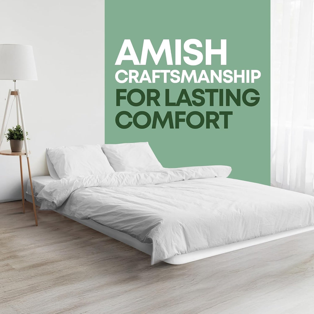 Greaton, 2.5' Queen Box Spring for Queen Bed – Amish-Made in the USA – Solid Wood Box Spring Mattress Foundation with Stable & Quiet Support – Flat-Packed & Easy Assembly – White