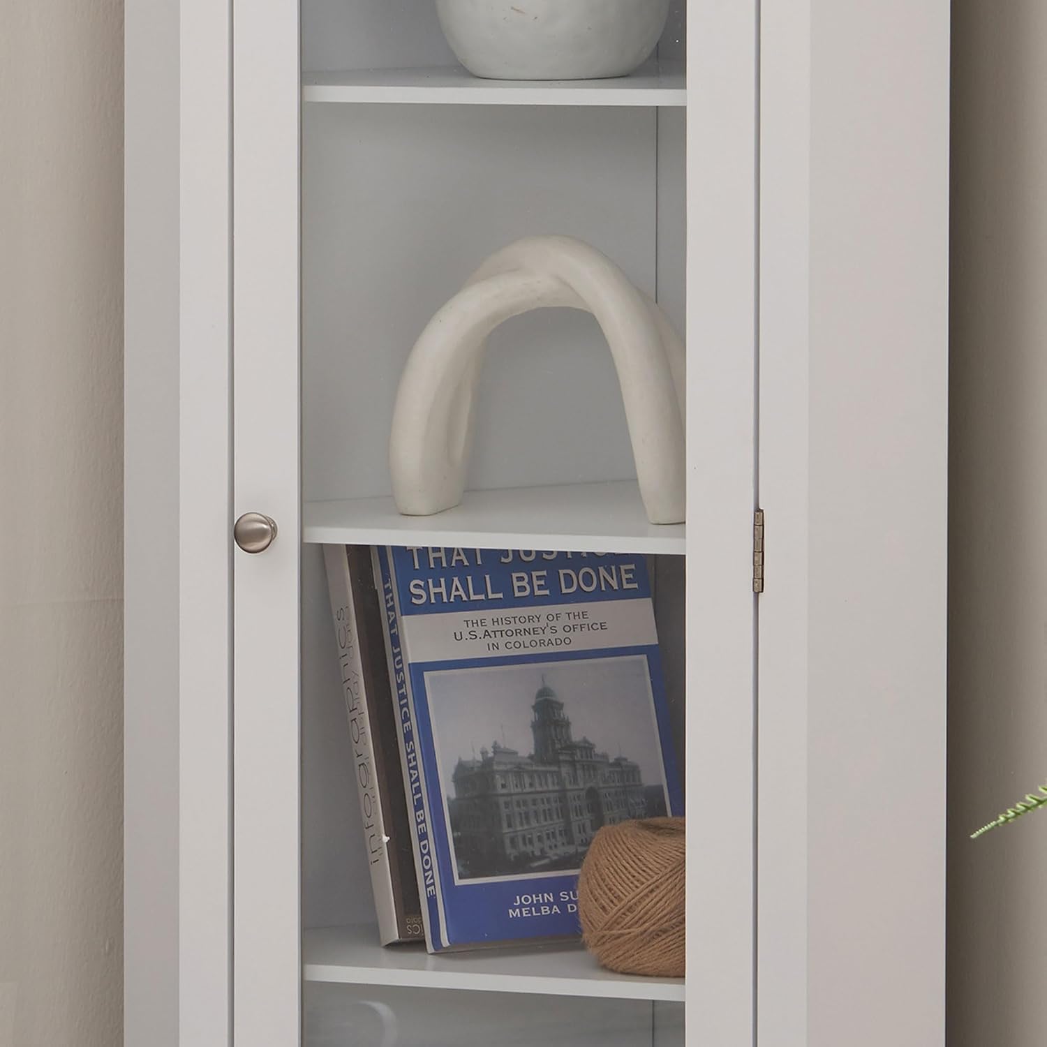 Kings Brand Furniture - Corner Curio Storage Cabinet with Glass Door, White Finish