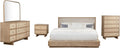 Coaster Home Furnishings Kailani Coastal 5-Piece Bedroom Set Fabric Upholstered Eastern King Size Wingback Bed Frame 49-inch Headboard Beige Oak 225041KE-S5