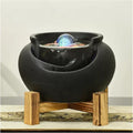 Desktop Fountain Ceramic Tabletop Fountain Home Decor Office Patio Pot for Indoor Use, Black