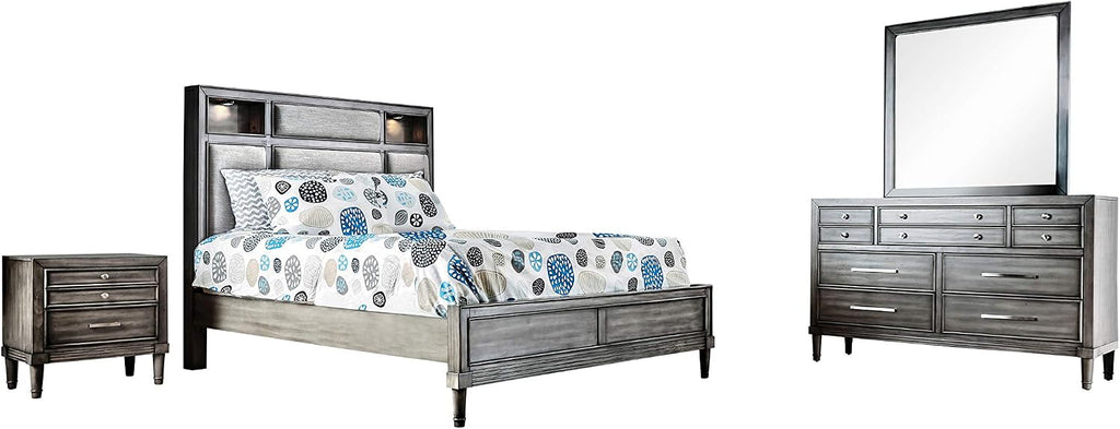 24/7 Shop at Home Shandley Contemporary 4-Piece California King Bedroom Set, Gray